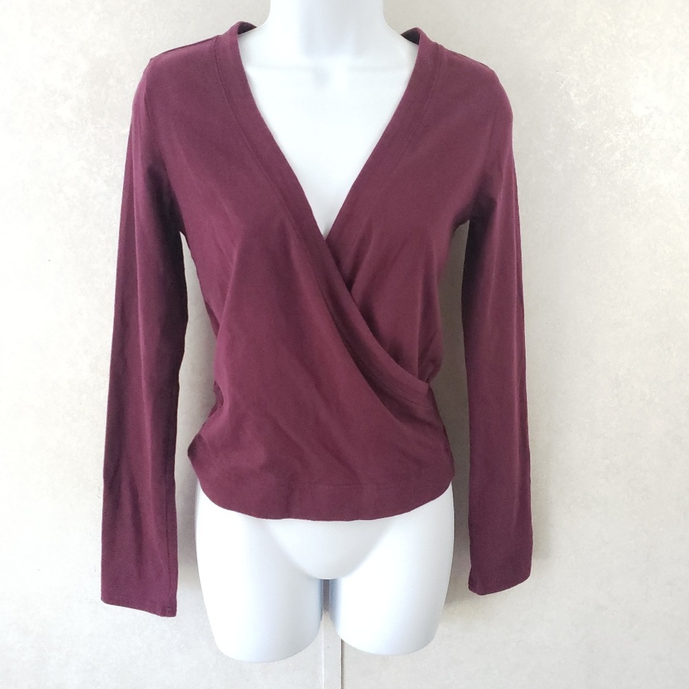 Prospirit Yoga Faux Wrap Long Sleeve Top